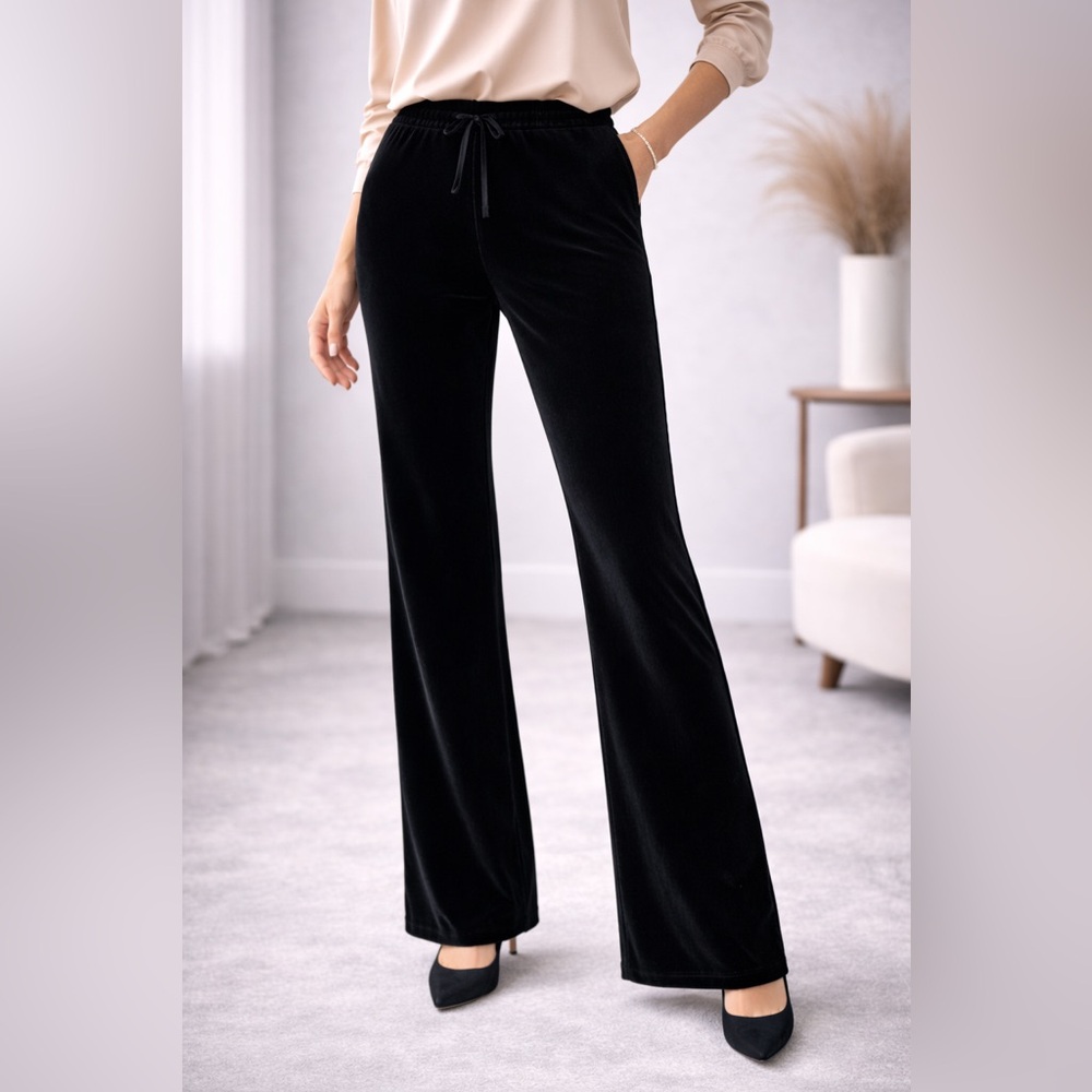 Joseph Black Wide Leg Velvet Pants